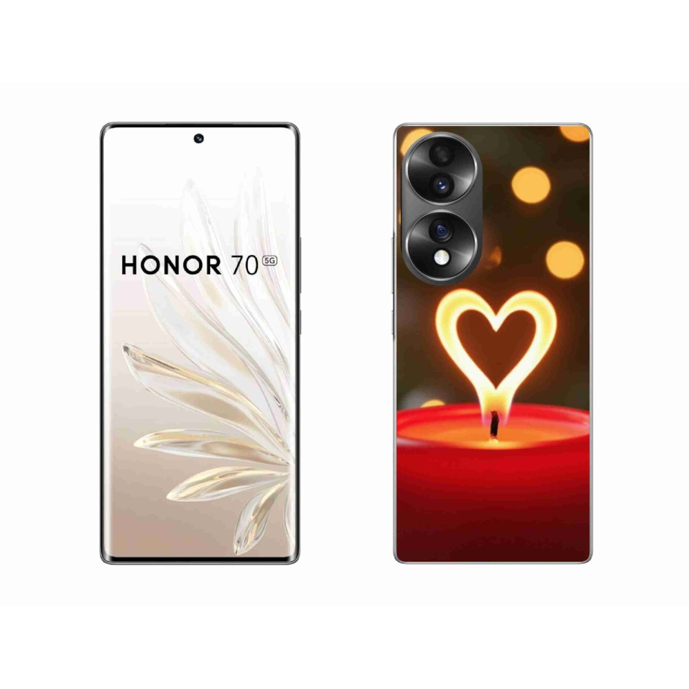 Gelový kryt mmCase na Honor 70 - srdce z plamene
