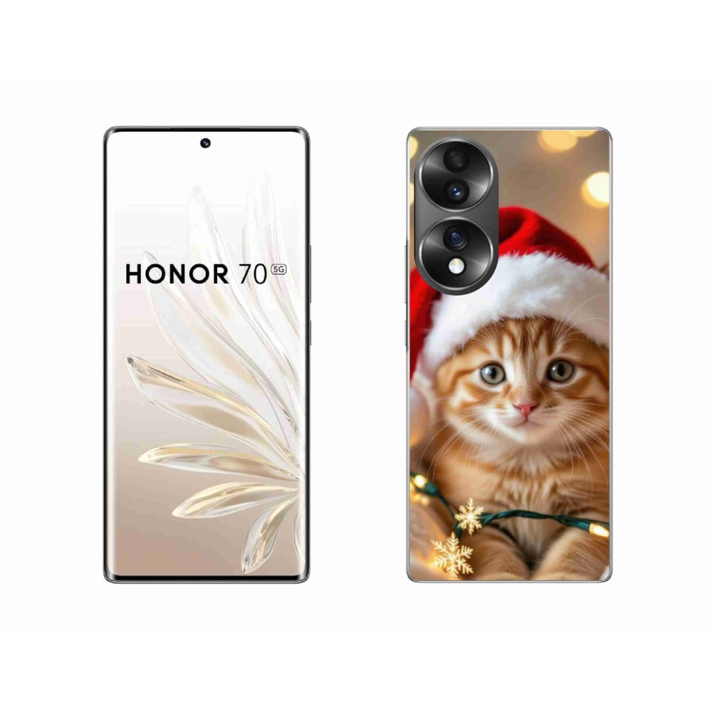 Gelový kryt mmCase na Honor 70 - vánoční kotě