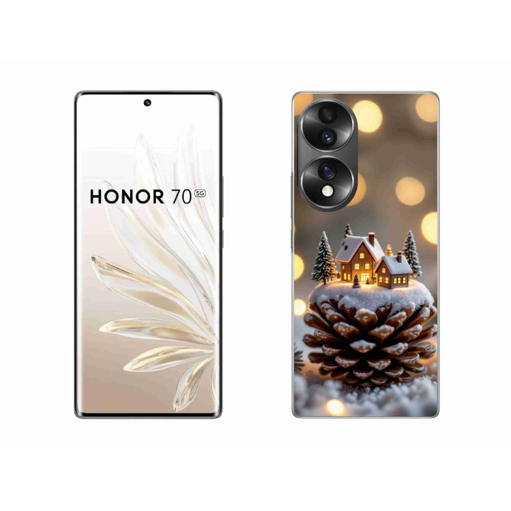 Gelový kryt mmCase na Honor 70 - zimní vesnička