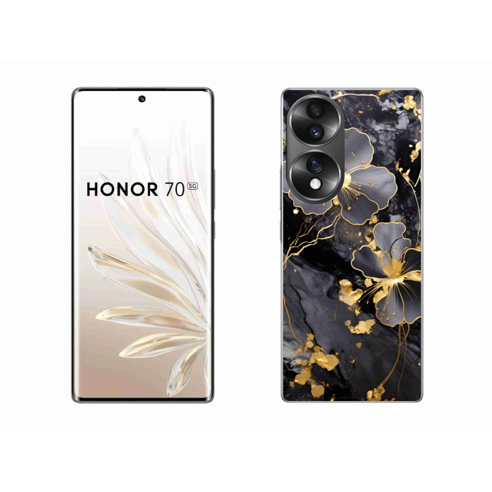 Gelový kryt mmCase na Honor 70 - zlaté květy