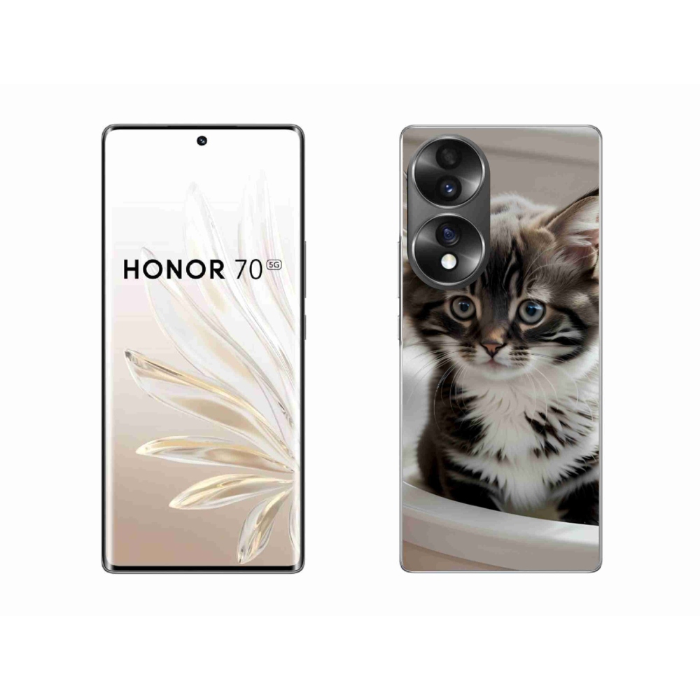 Gelový kryt mmCase na Honor 70 - zvědavé kotě