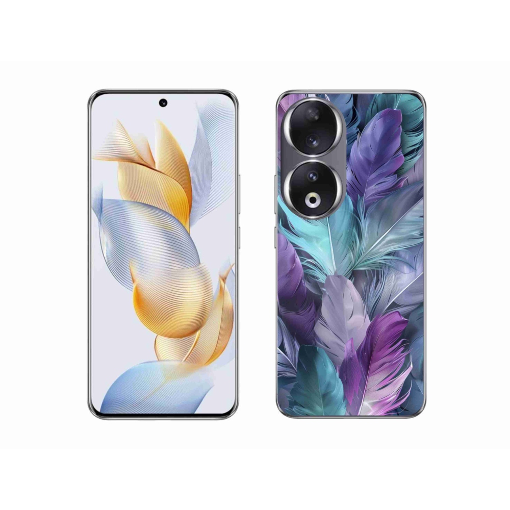 Gelový kryt mmCase na Honor 90 - barevné peří 2