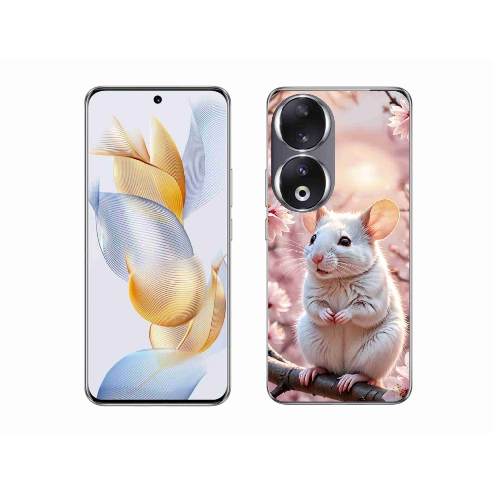 Gelový kryt mmCase na Honor 90 - bílá myš na větvi