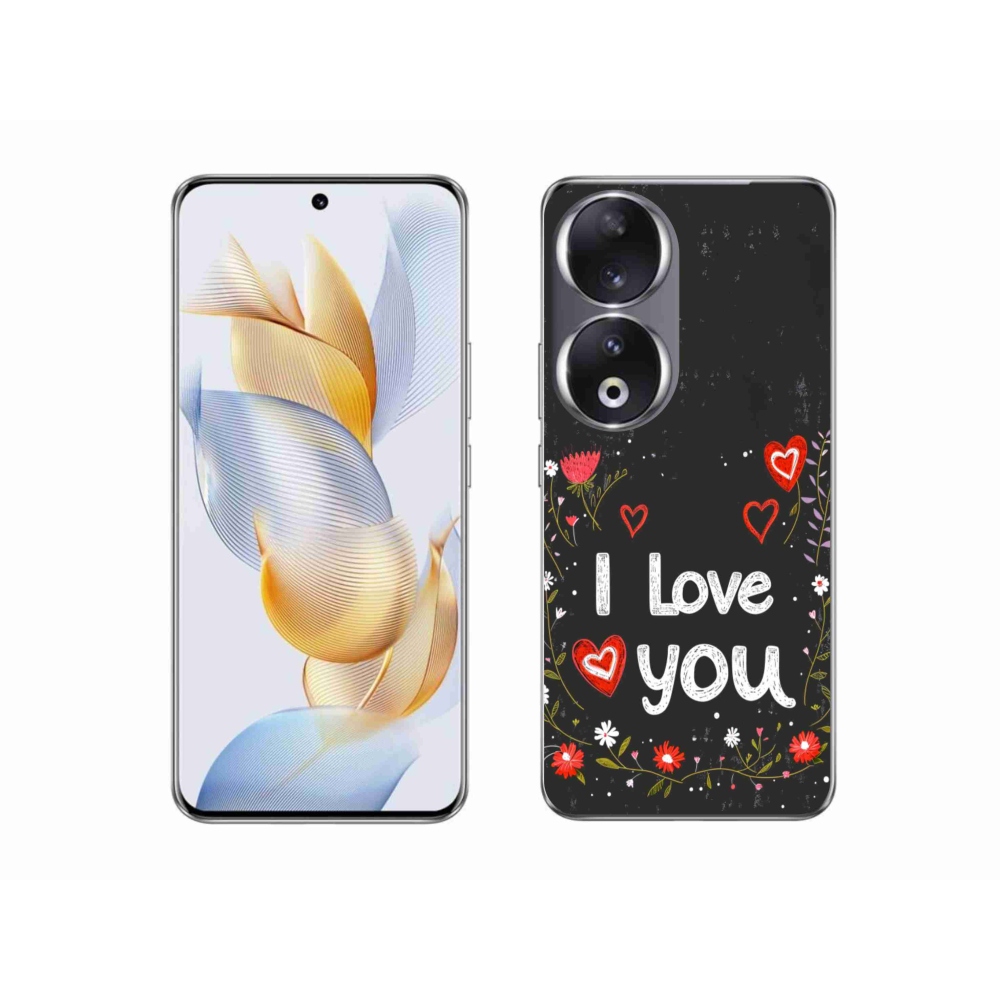 Gelový kryt mmCase na Honor 90 - I love you černé pozadí