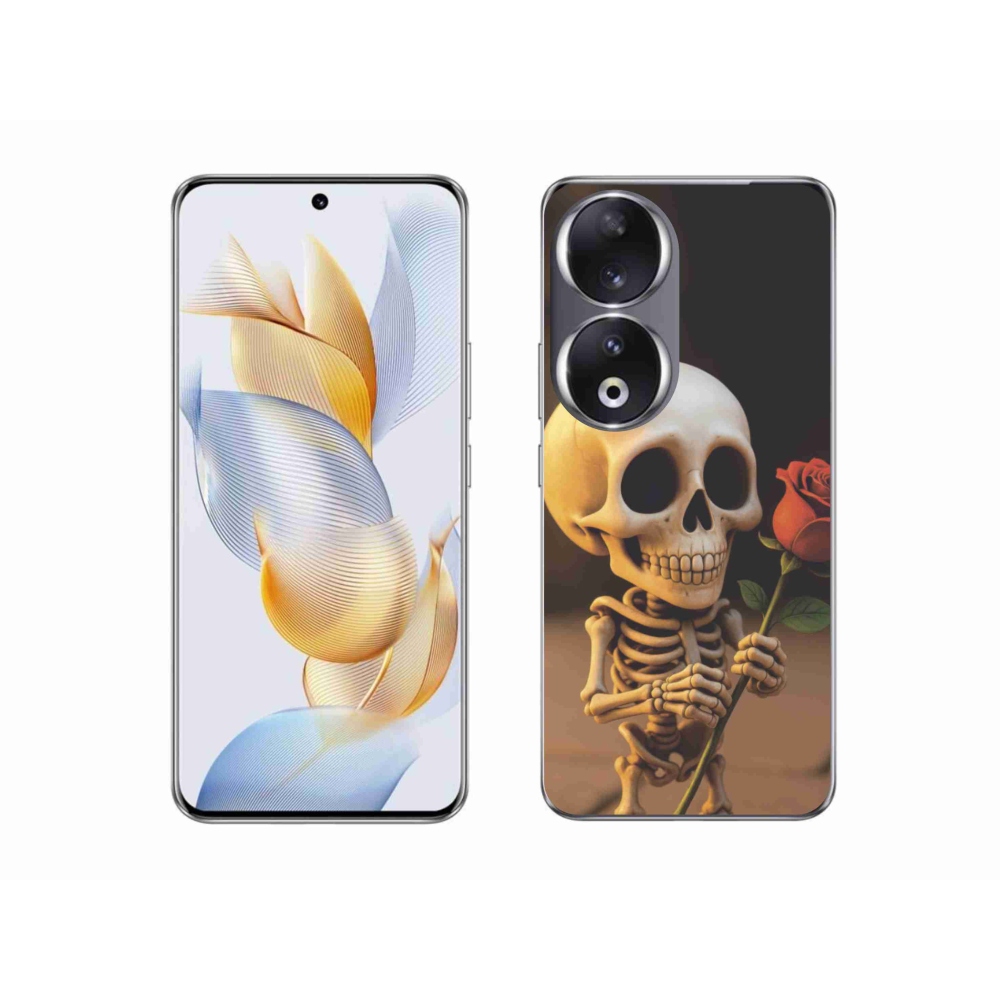 Gelový kryt mmCase na Honor 90 - kostlivec s růží