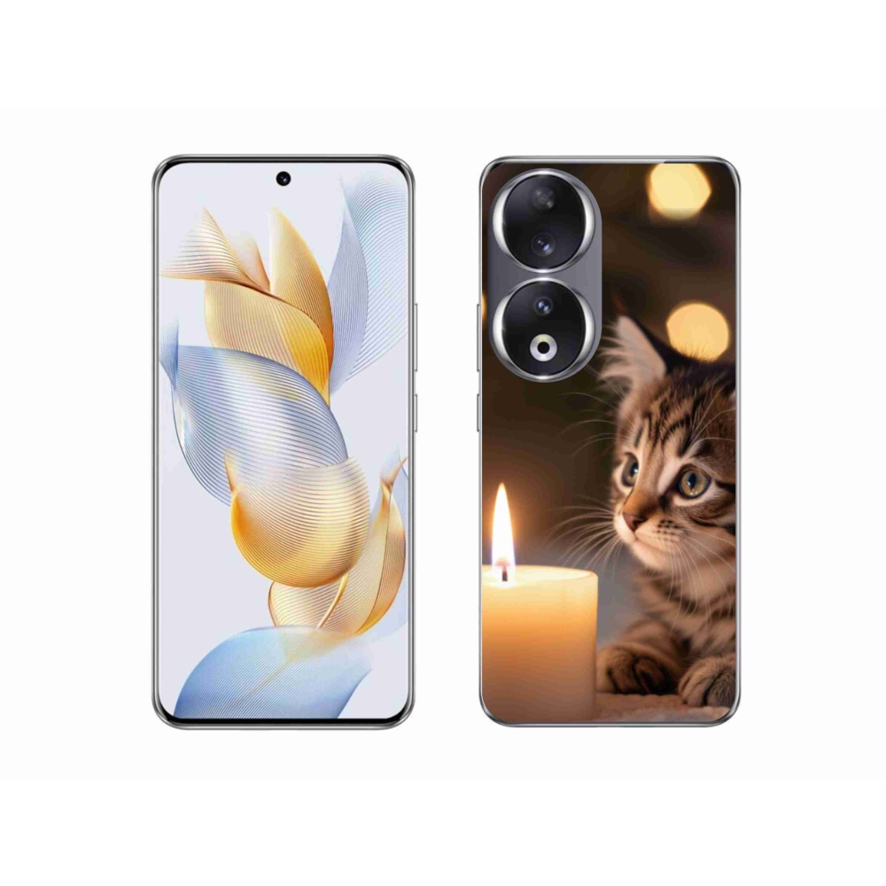 Gelový kryt mmCase na Honor 90 - kotě a svíčka
