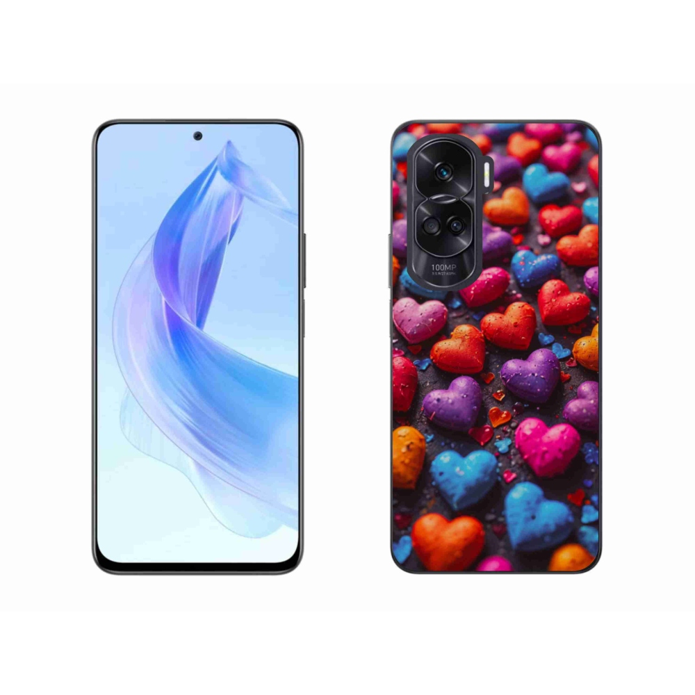 Gelový kryt mmCase na Honor 90 Lite - barevná srdce