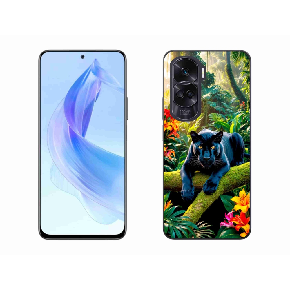 Gelový kryt mmCase na Honor 90 Lite - černý panter v džungli