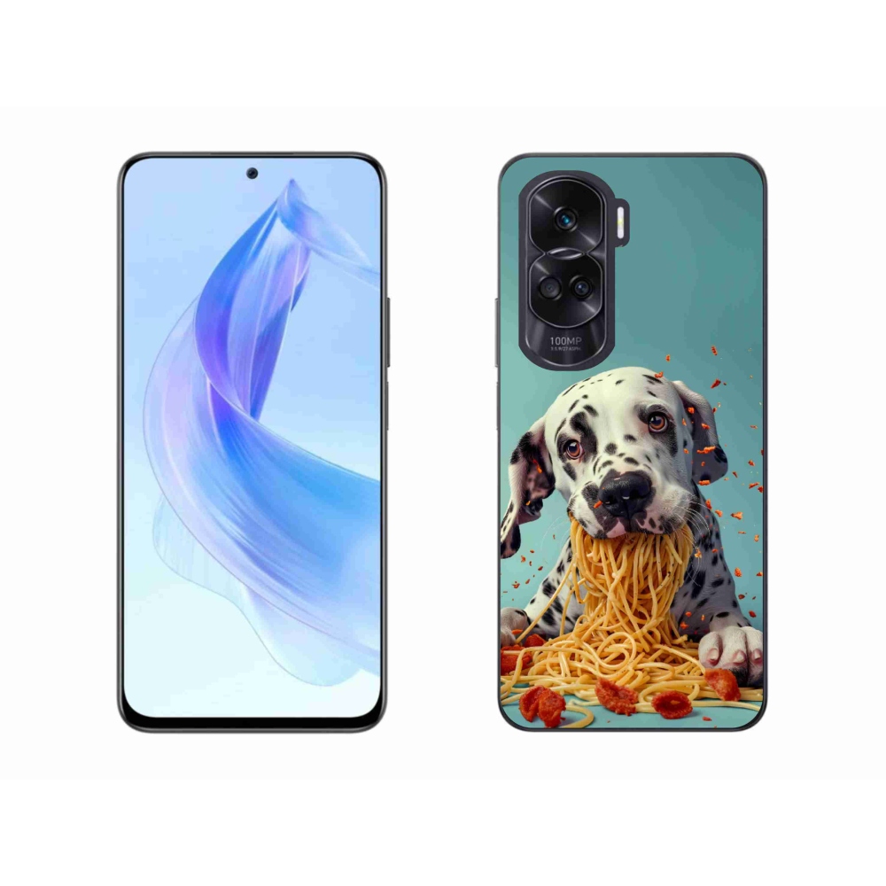 Gelový kryt mmCase na Honor 90 Lite - dalmatin a špagety