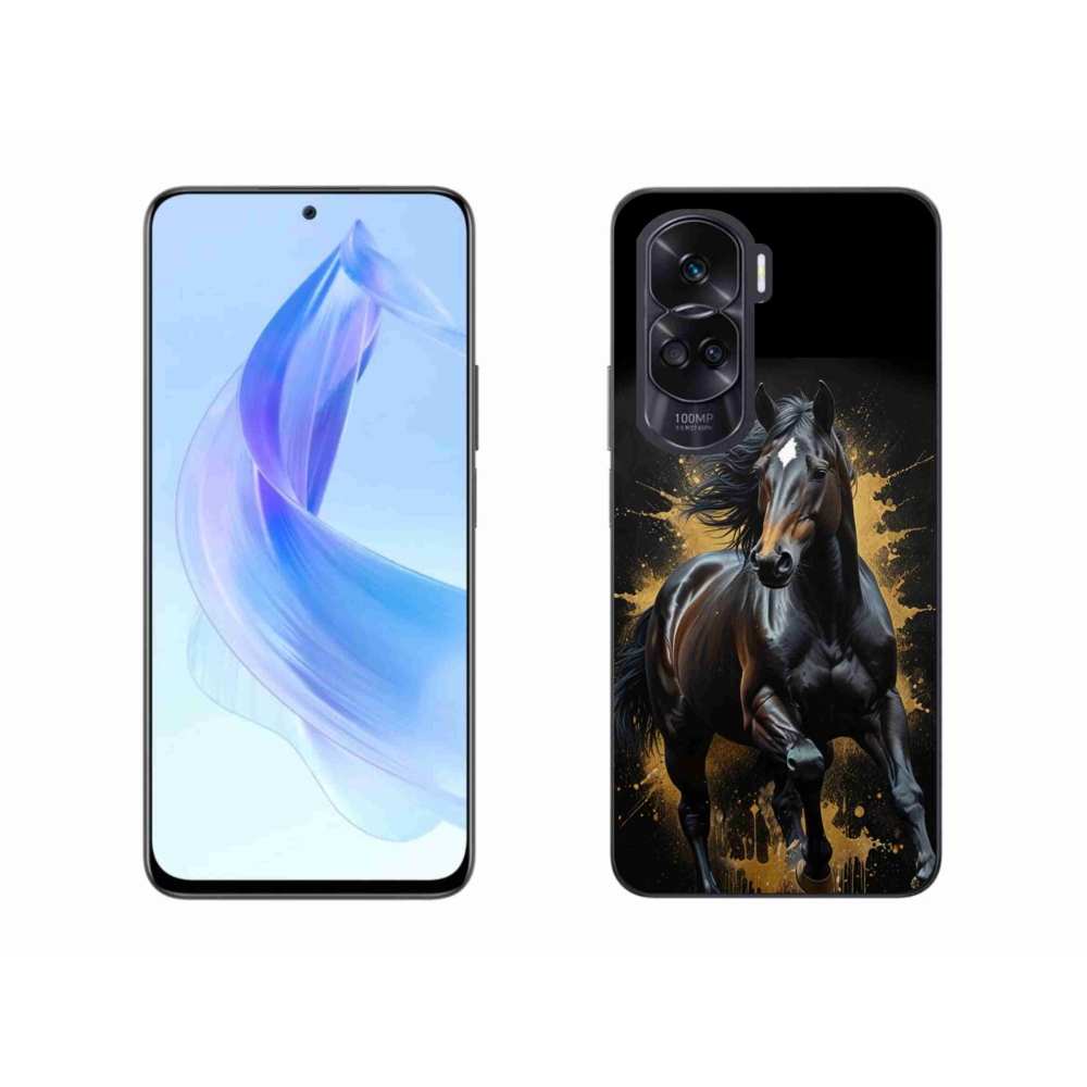 Gelový kryt mmCase na Honor 90 Lite - elegantní černý hřebec