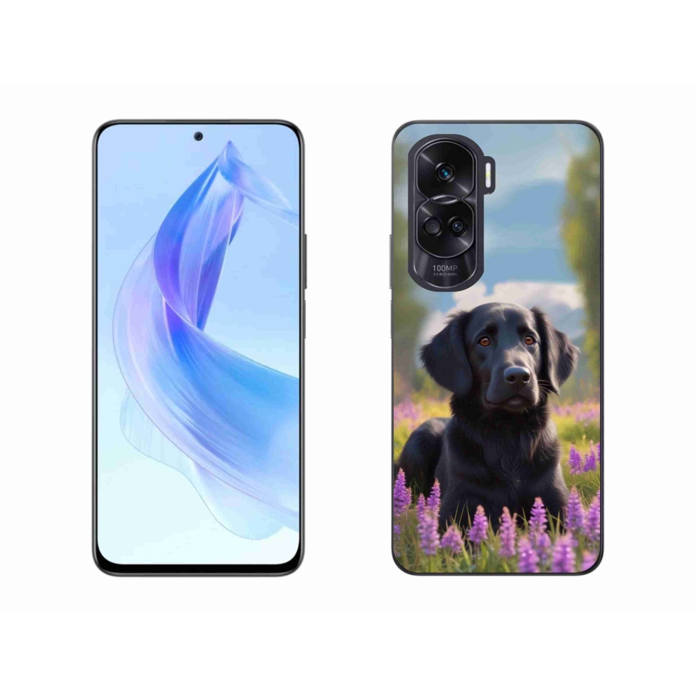Gelový kryt mmCase na Honor 90 Lite - elegantní černý retrívr