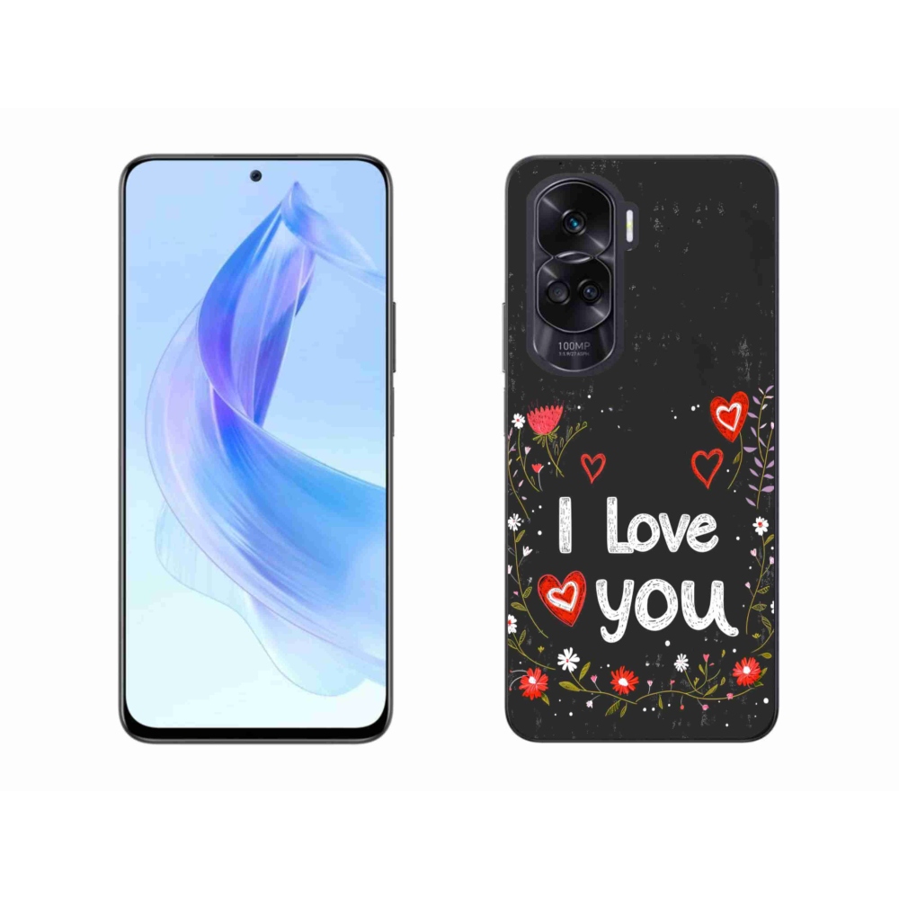 Gelový kryt mmCase na Honor 90 Lite - I love you černé pozadí