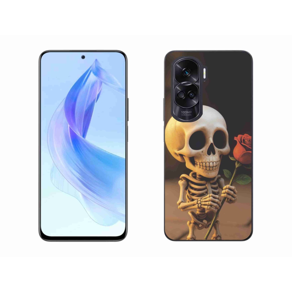 Gelový kryt mmCase na Honor 90 Lite - kostlivec s růží