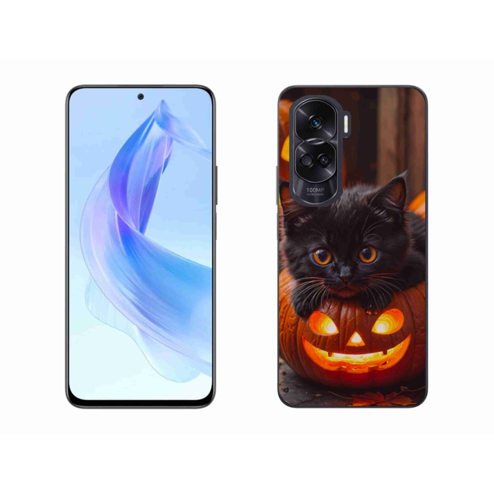 Gelový kryt mmCase na Honor 90 Lite - kotě a dýně