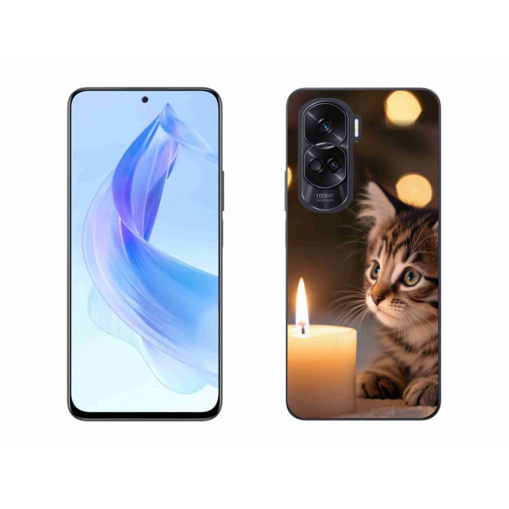 Gelový kryt mmCase na Honor 90 Lite - kotě a svíčka