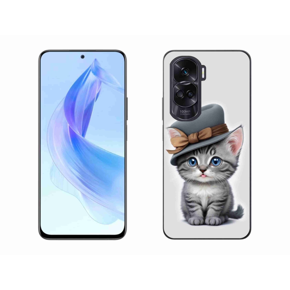Gelový kryt mmCase na Honor 90 Lite - kotě s kloboukem