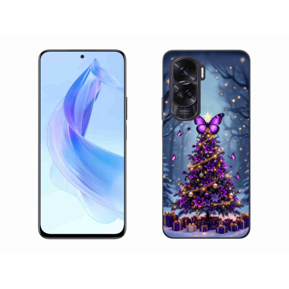 Gelový kryt mmCase na Honor 90 Lite - motýlí vánoční stromek