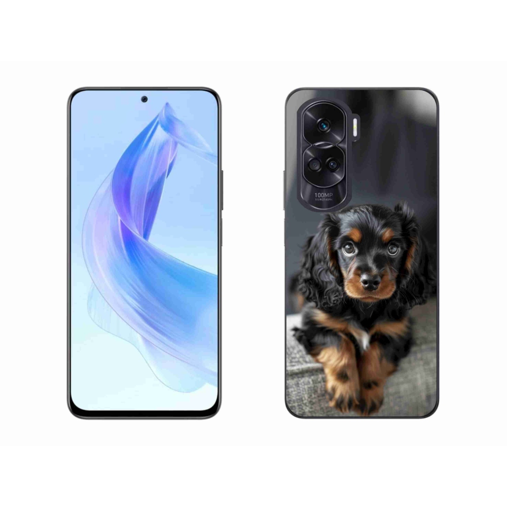 Gelový kryt mmCase na Honor 90 Lite - roztomilý dlouhosrstý jezevčík