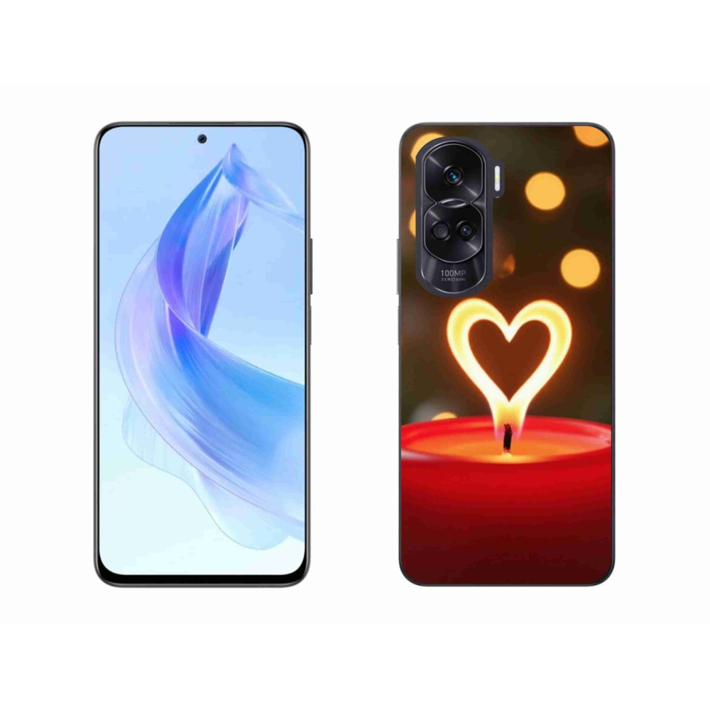 Gelový kryt mmCase na Honor 90 Lite - srdce z plamene
