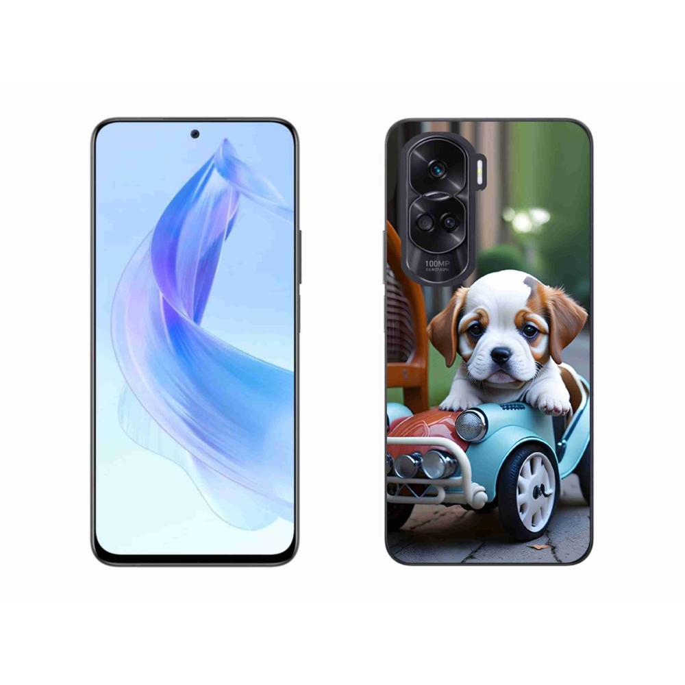 Gelový kryt mmCase na Honor 90 Lite - štěně v retro autě