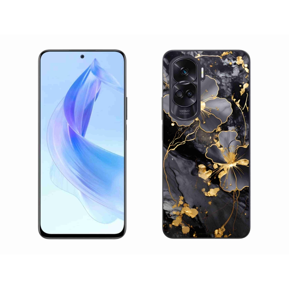 Gelový kryt mmCase na Honor 90 Lite - zlaté květy