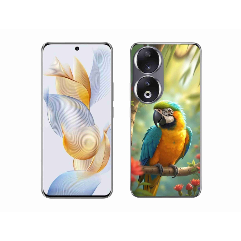 Gelový kryt mmCase na Honor 90 - papoušek ara modrožlutá