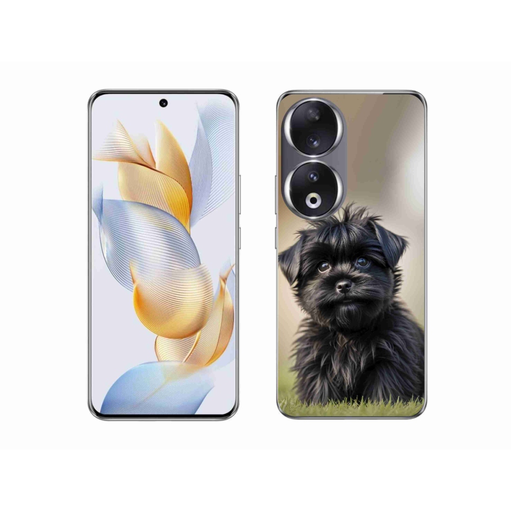 Gelový kryt mmCase na Honor 90 - roztomilý černý pejsek