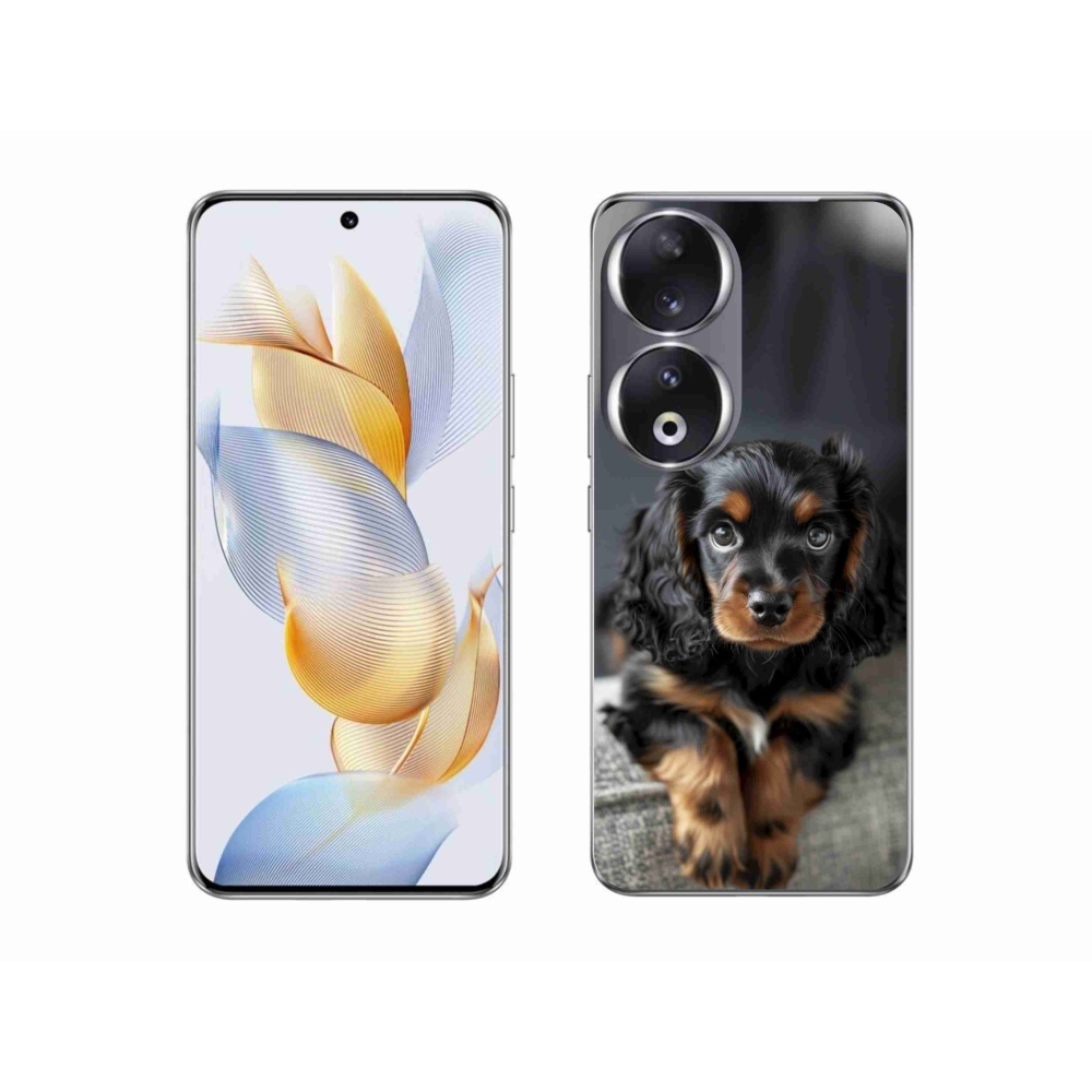 Gelový kryt mmCase na Honor 90 - roztomilý dlouhosrstý jezevčík