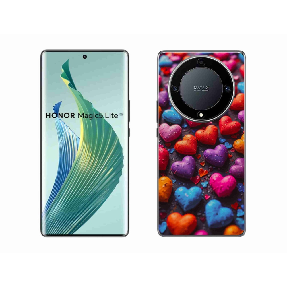 Gelový kryt mmCase na Honor Magic 5 Lite 5G - barevná srdce
