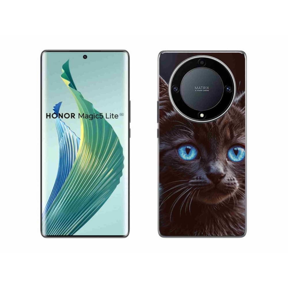 Gelový kryt mmCase na Honor Magic 5 Lite 5G - černé kotě 2