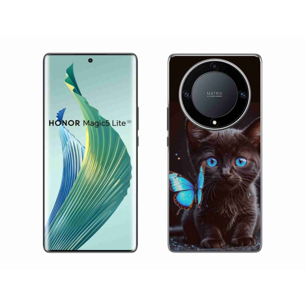 Gelový kryt mmCase na Honor Magic 5 Lite 5G - černé kotě 3