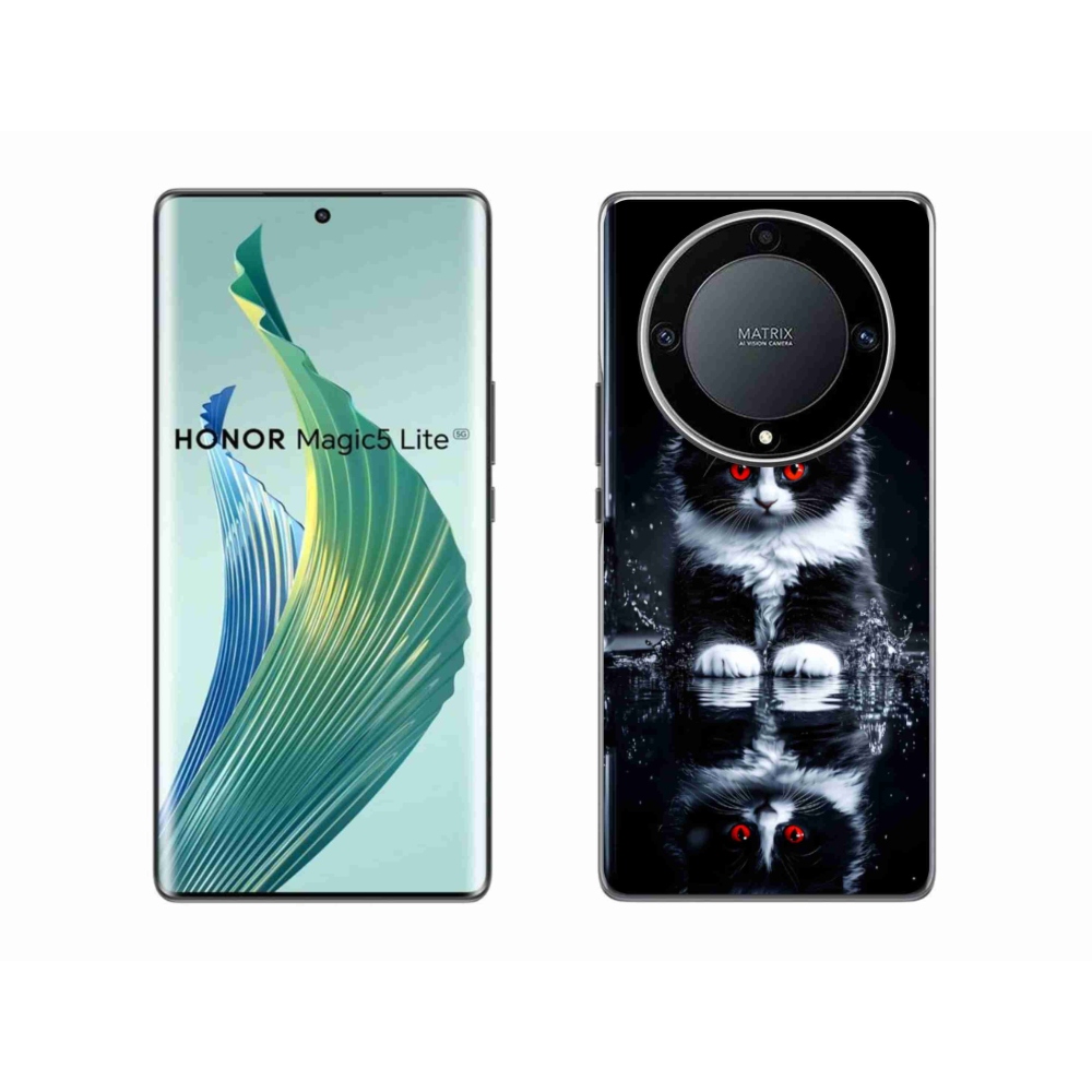 Gelový kryt mmCase na Honor Magic 5 Lite 5G - černobílé kotě