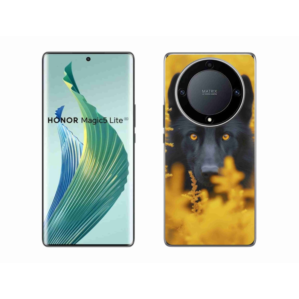 Gelový kryt mmCase na Honor Magic 5 Lite 5G - černý vlk 2