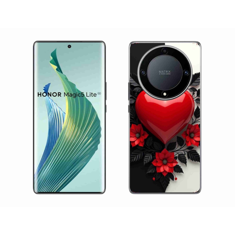 Gelový kryt mmCase na Honor Magic 5 Lite 5G - červené srdce