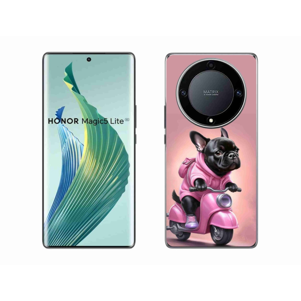 Gelový kryt mmCase na Honor Magic 5 Lite 5G - francouzský buldoček na skútru