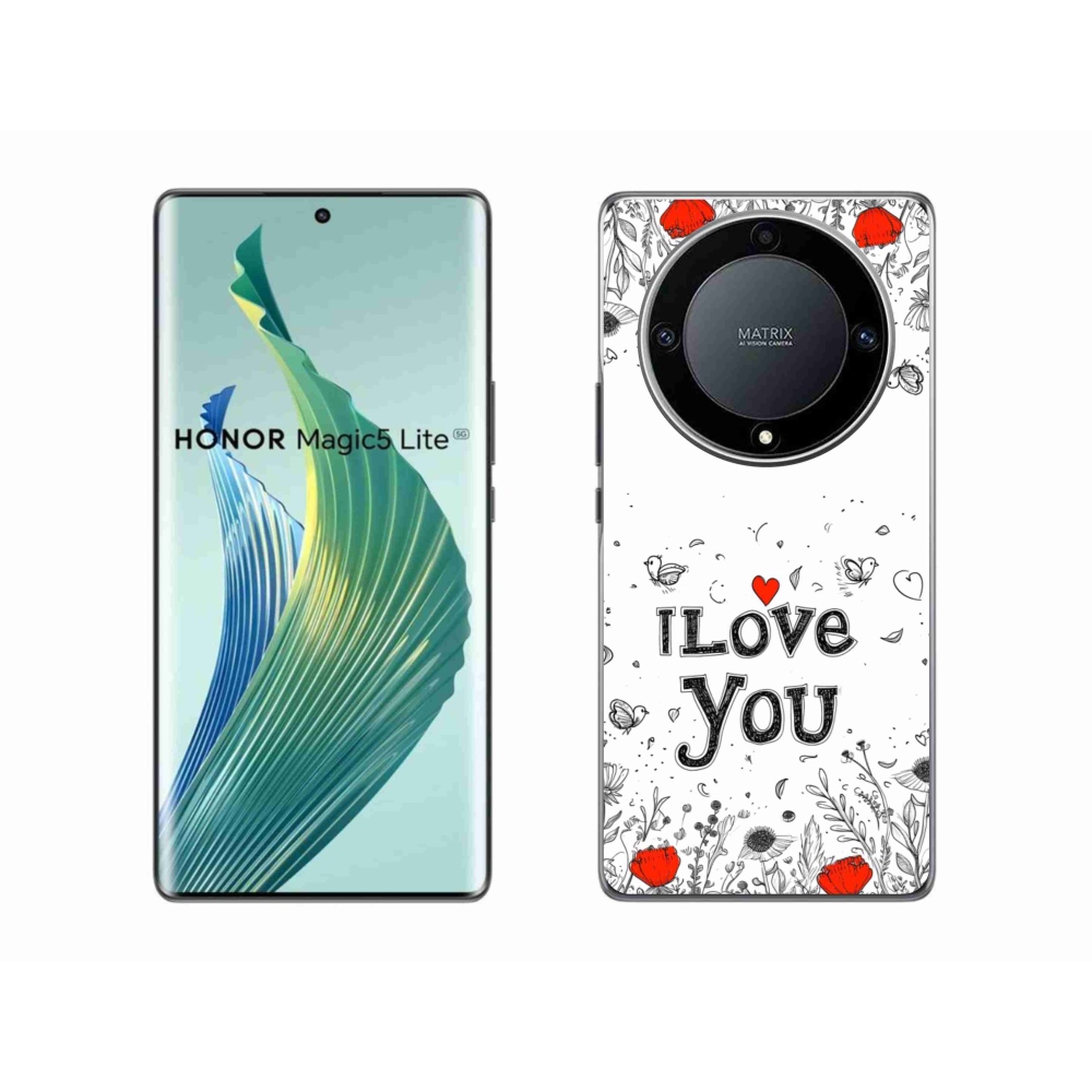 Gelový kryt mmCase na Honor Magic 5 Lite 5G - I love you bílé pozadí