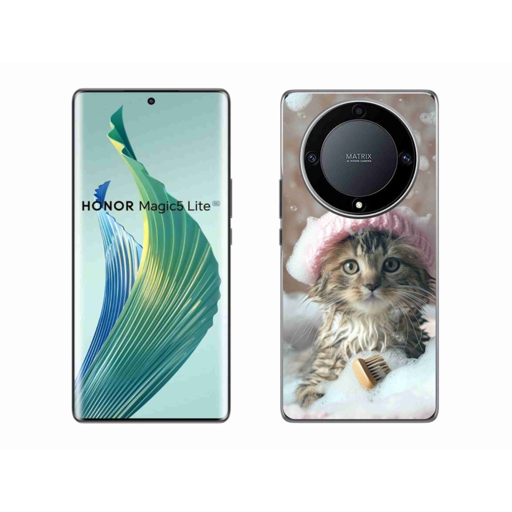 Gelový kryt mmCase na Honor Magic 5 Lite 5G - kotě a koupel