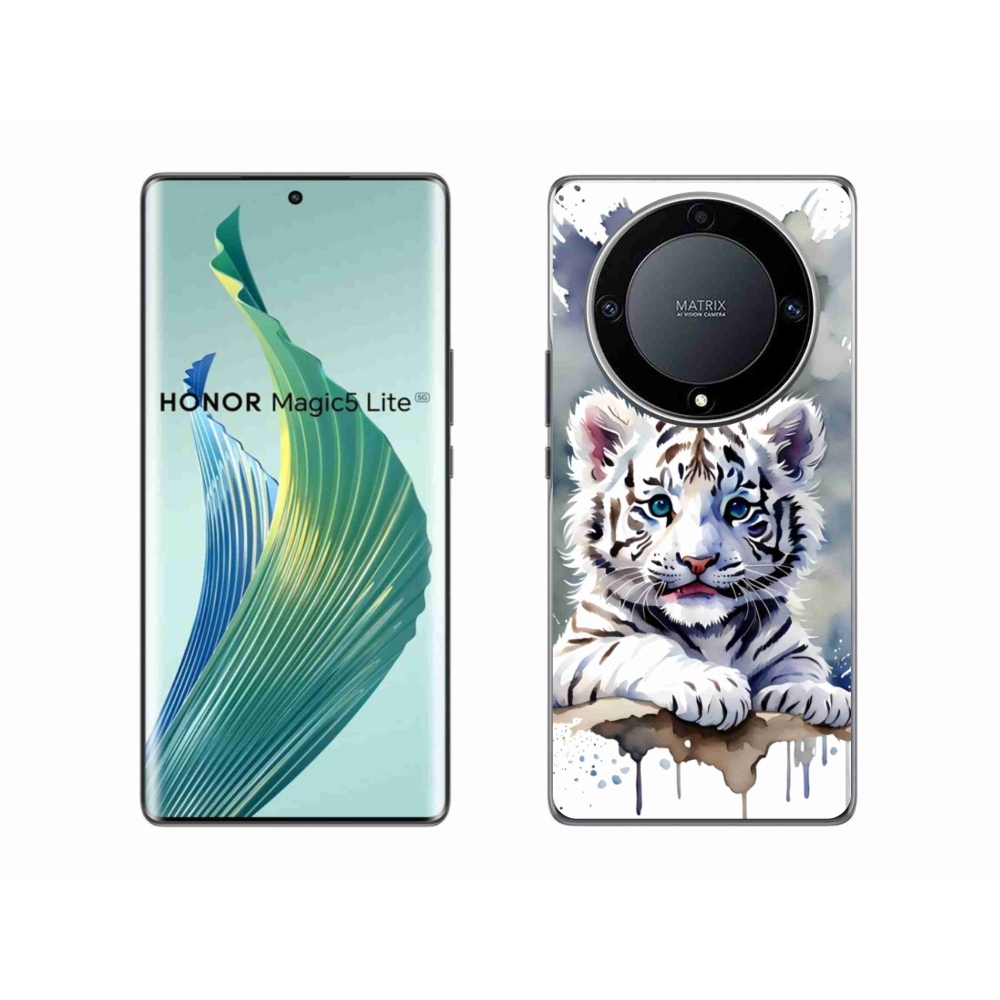 Gelový kryt mmCase na Honor Magic 5 Lite 5G - mládě bílého tygra