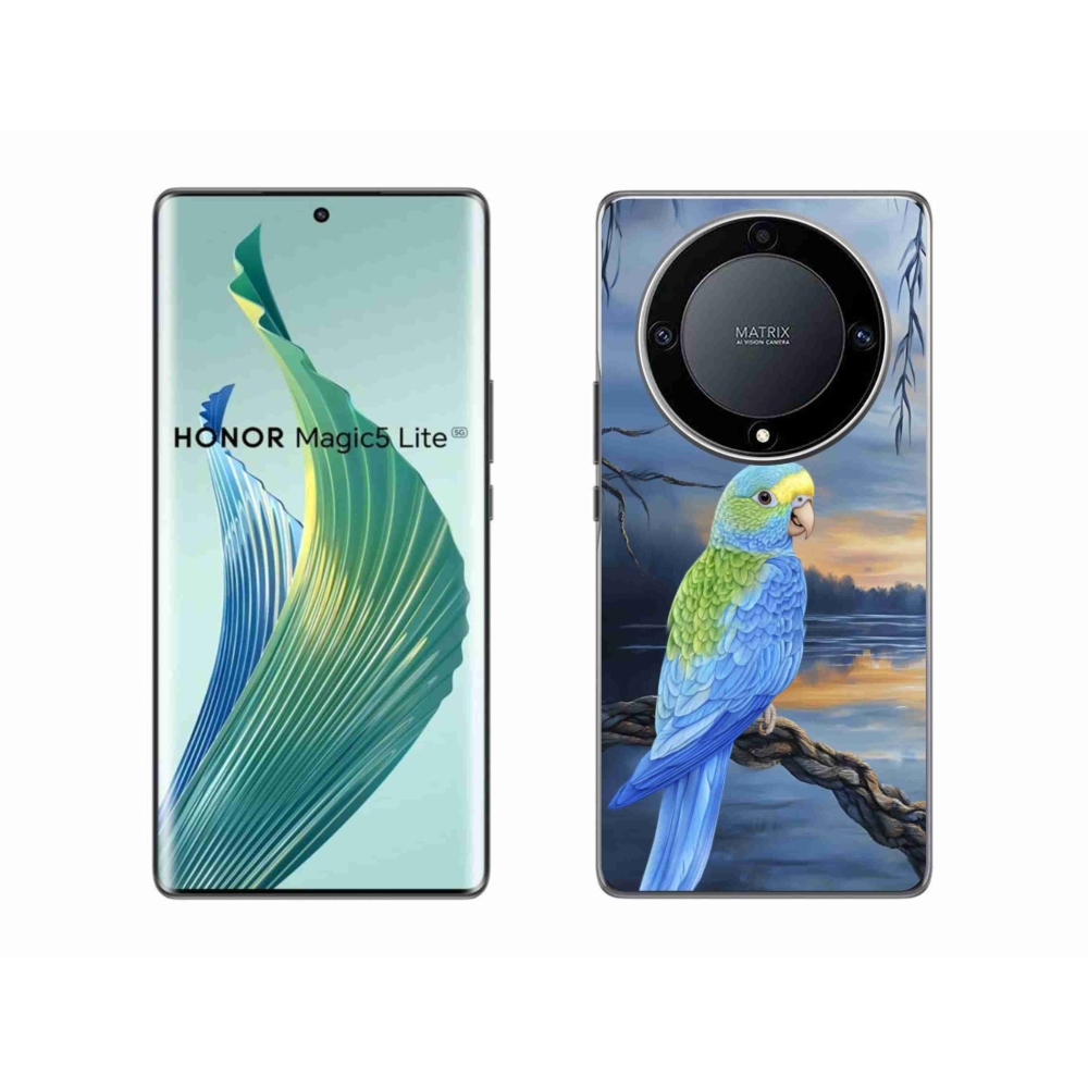 Gelový kryt mmCase na Honor Magic 5 Lite 5G - modrý papoušek