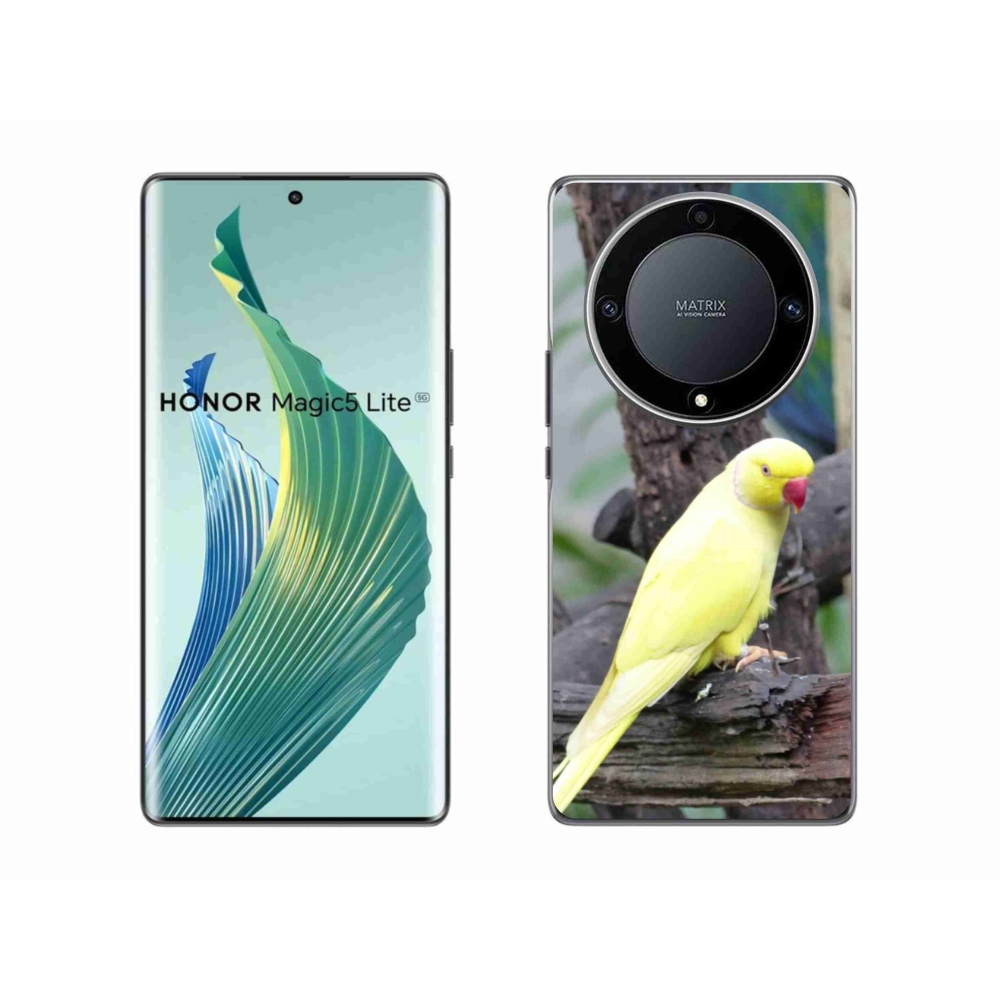 Gelový kryt mmCase na Honor Magic 5 Lite 5G - papoušek alexandr žlutý