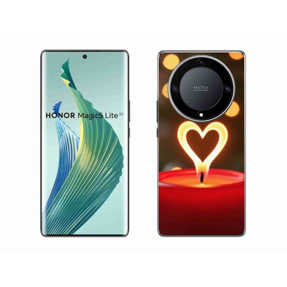 Gelový kryt mmCase na Honor Magic 5 Lite 5G - srdce z plamene