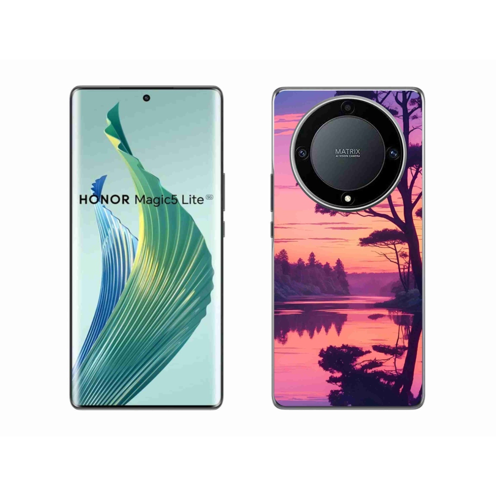 Gelový kryt mmCase na Honor Magic 5 Lite 5G - západ slunce nad jezerem