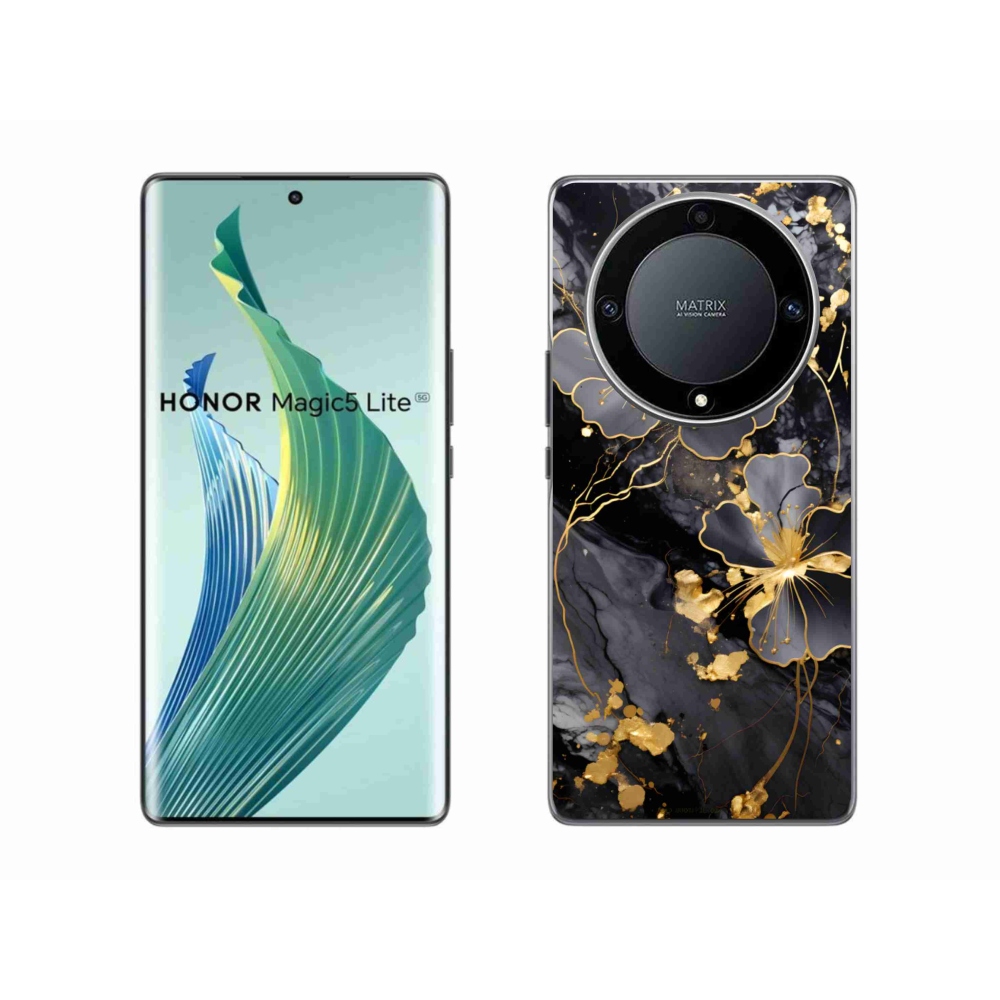 Gelový kryt mmCase na Honor Magic 5 Lite 5G - zlaté květy