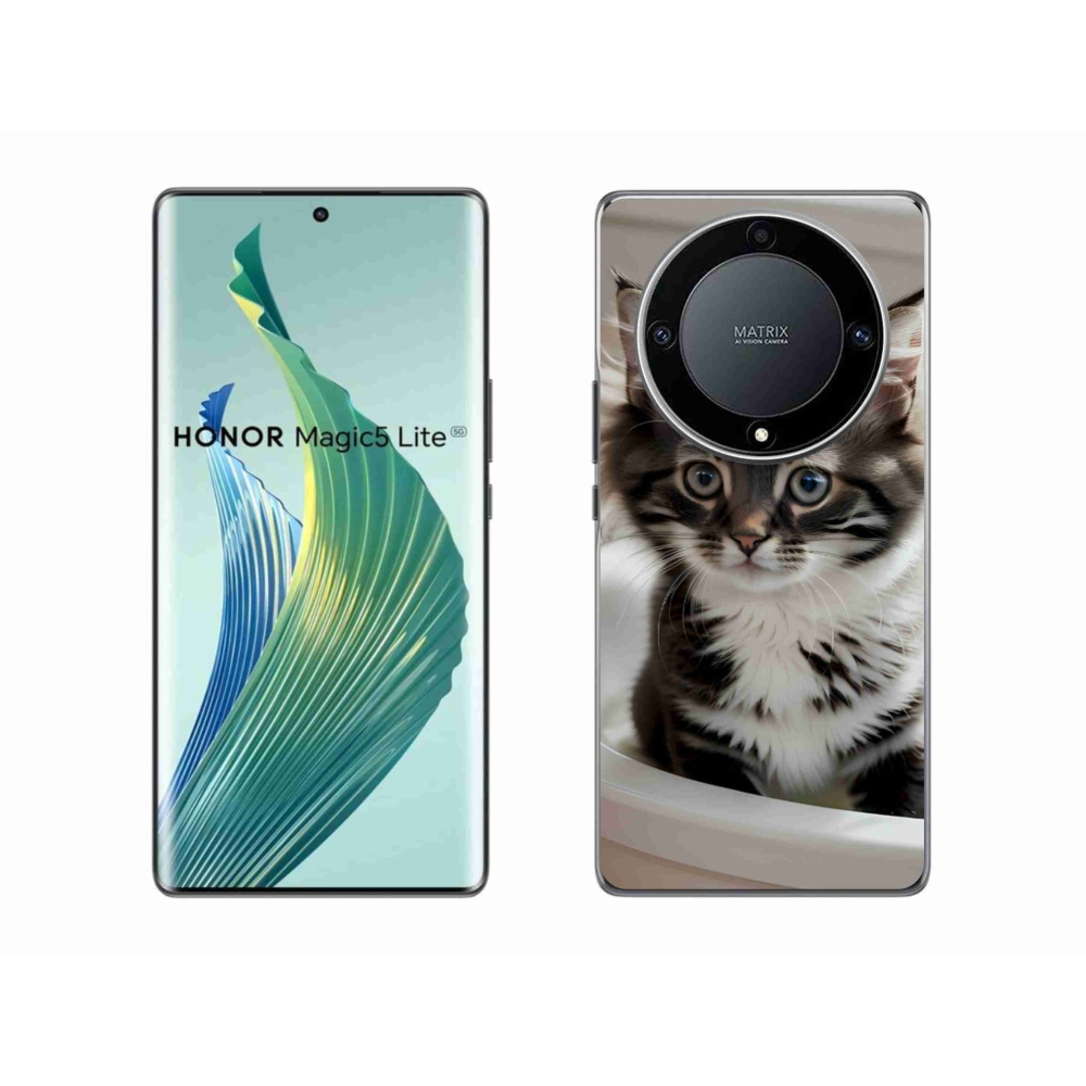 Gelový kryt mmCase na Honor Magic 5 Lite 5G - zvědavé kotě
