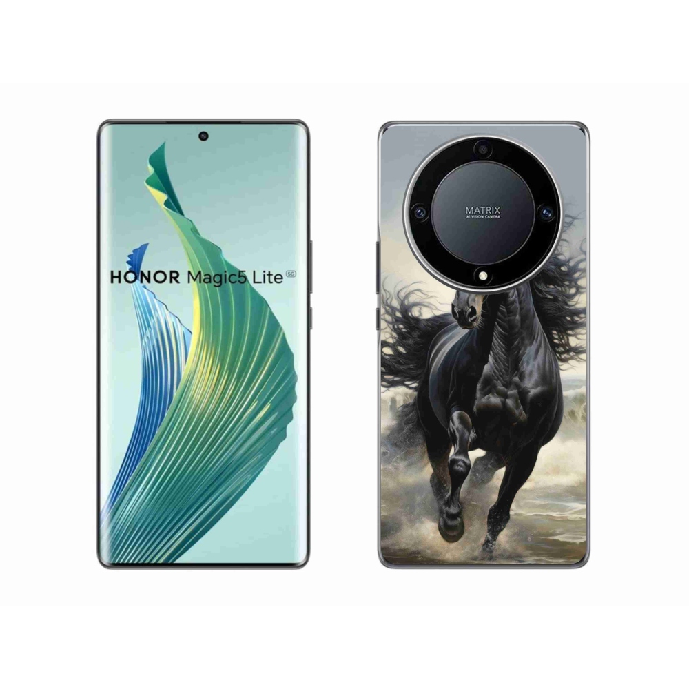 Gelový kryt mmCase na Honor Magic 5 Lite - běžící černý kůň