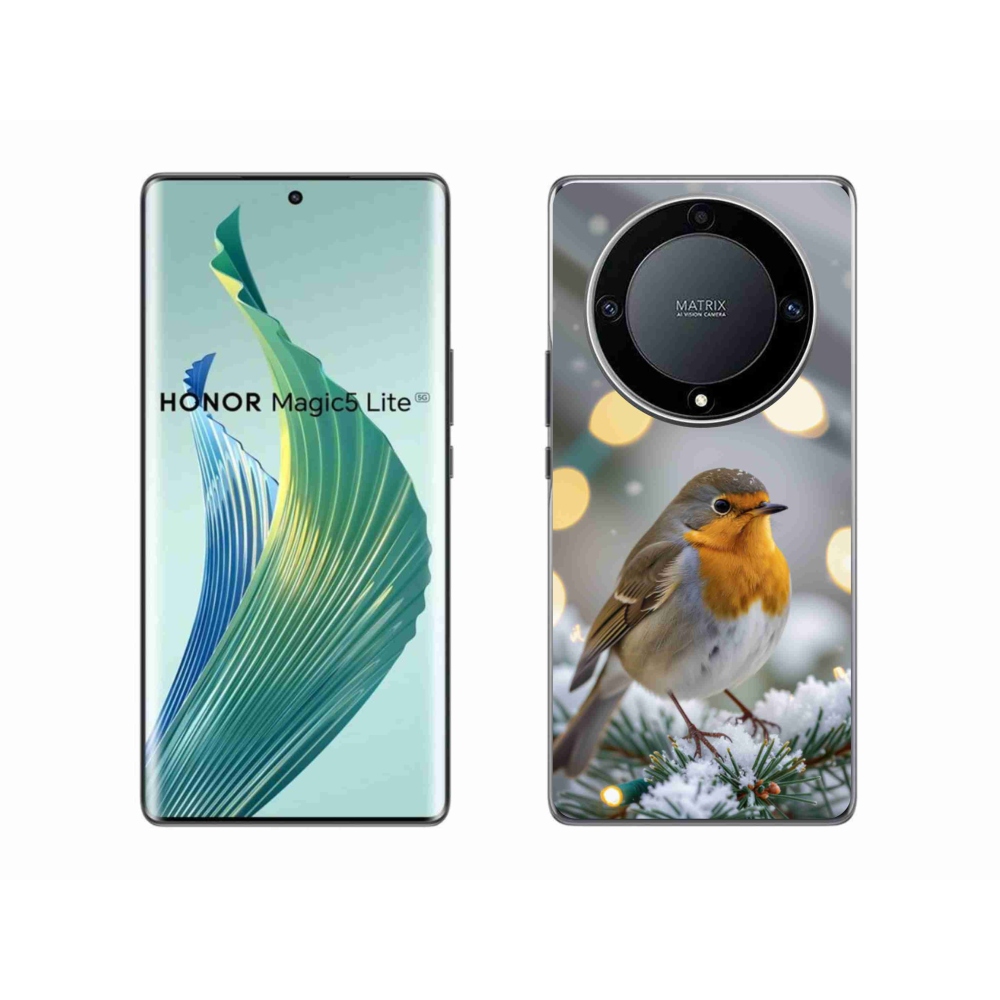 Gelový kryt mmCase na Honor Magic 5 Lite - červenka v zimě