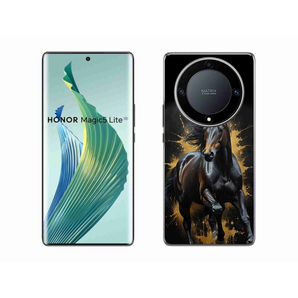 Gelový kryt mmCase na Honor Magic 5 Lite - elegantní černý hřebec
