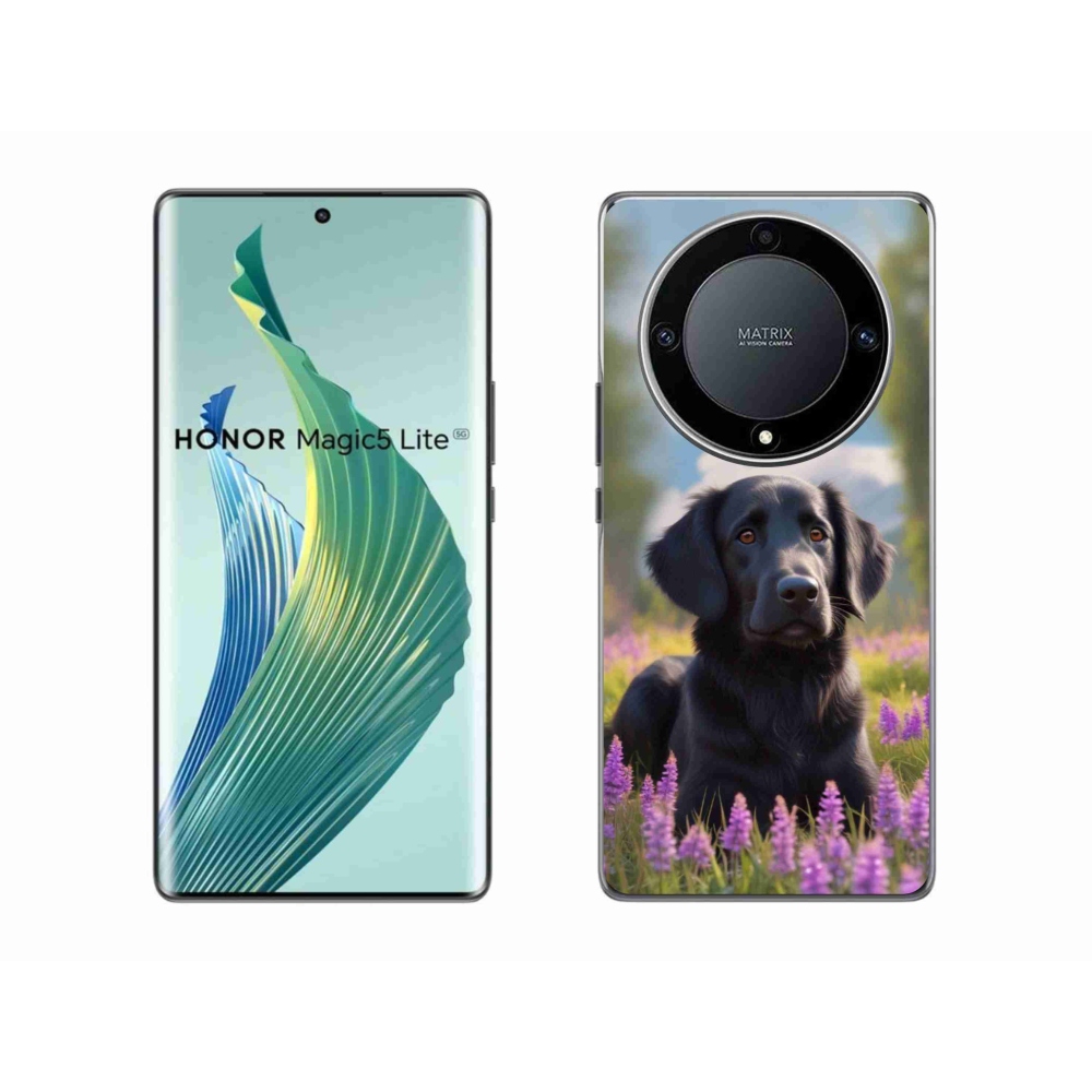 Gelový kryt mmCase na Honor Magic 5 Lite - elegantní černý retrívr