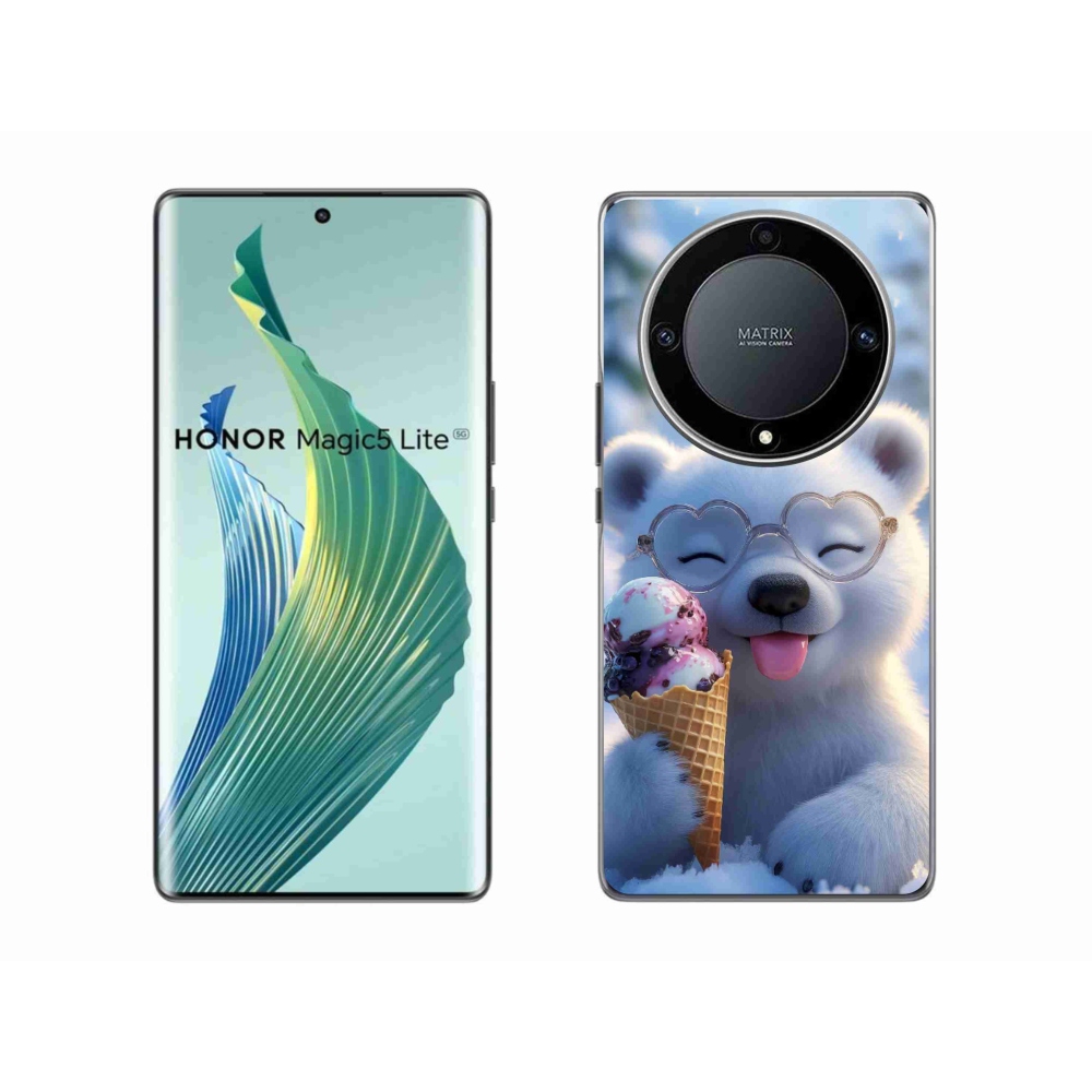 Gelový kryt mmCase na Honor Magic 5 Lite - medvídek se zmrzlinou