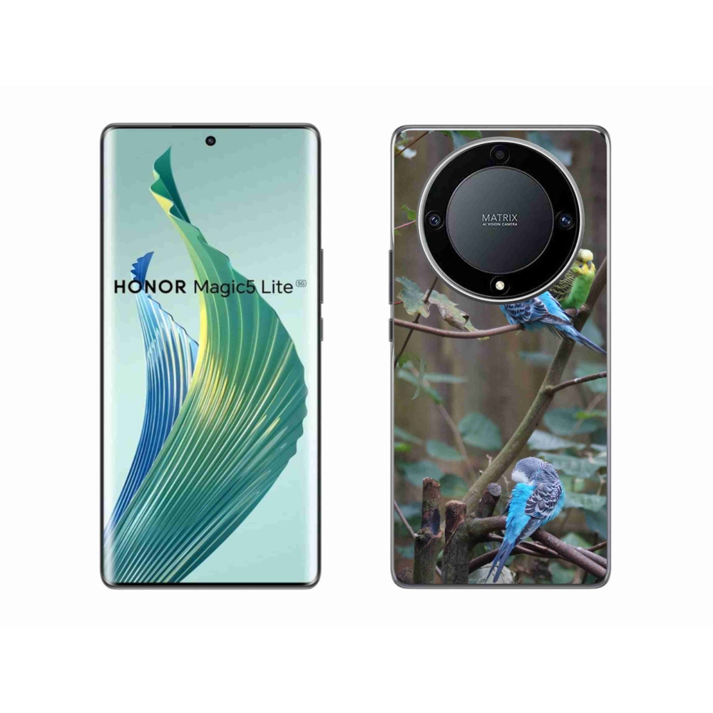 Gelový kryt mmCase na Honor Magic 5 Lite - papoušci na větvi